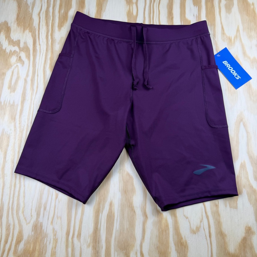 Brooks Source 9" Short Tight Burgundy Blaze Mens Running Compression Shorts M
